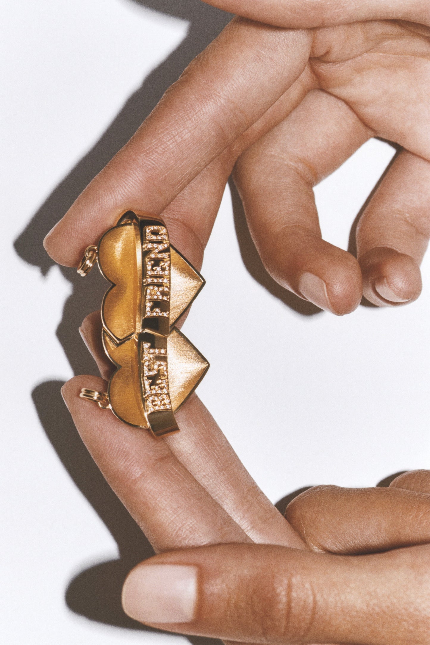 Marie Lichtenberg Staging Charm Best Friend charms on Gourmette Chains