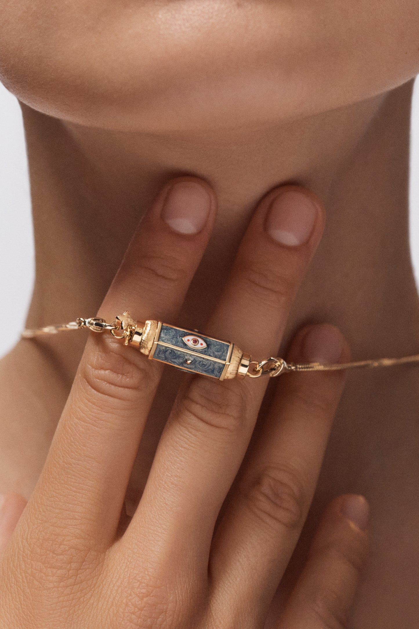 Marie Lichtenberg Staging Baby locket Evil Eye Green Baby Locket Necklace