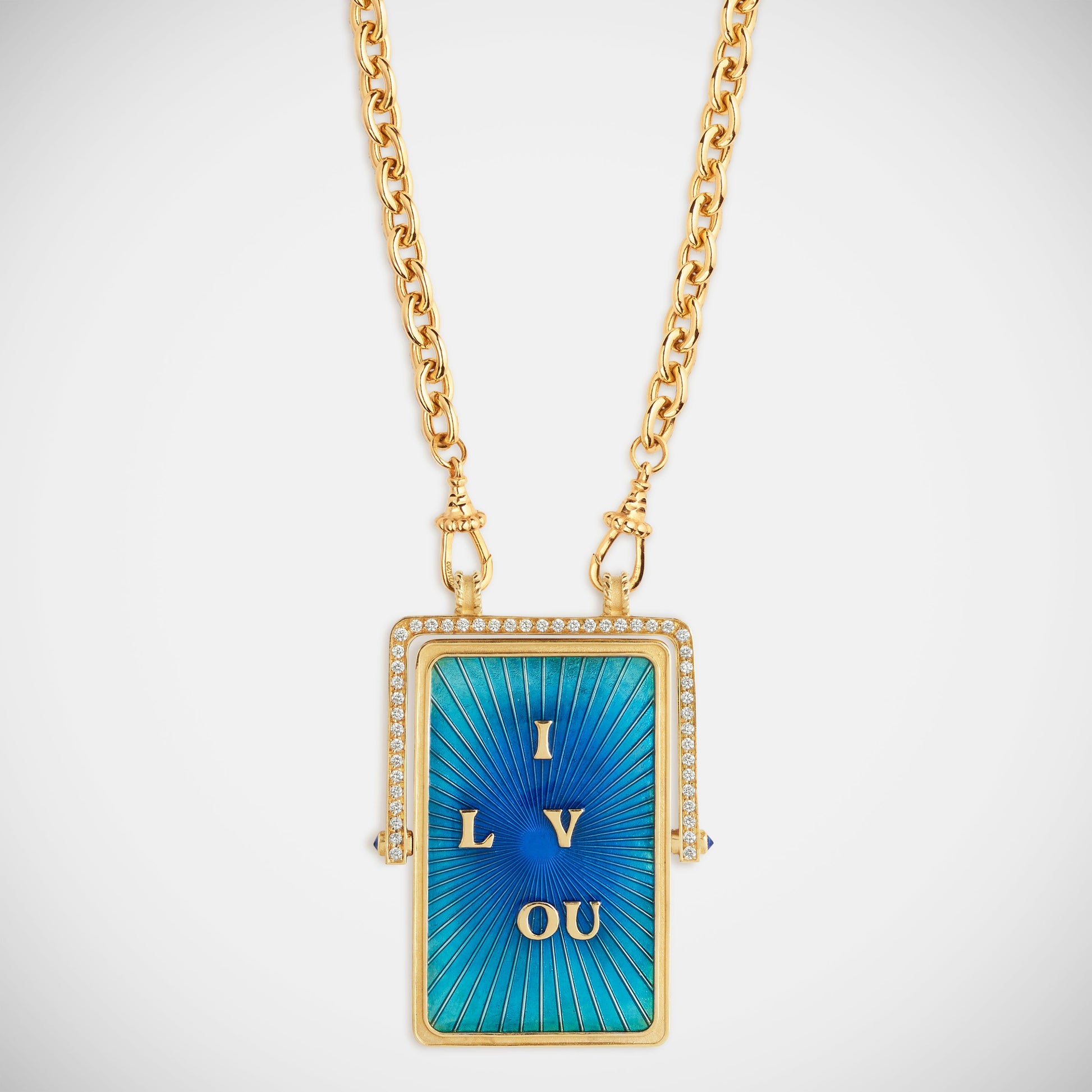 Marie Lichtenberg Staging Scapulaires Love You Spinning Scapular on Rosa Classic Chain