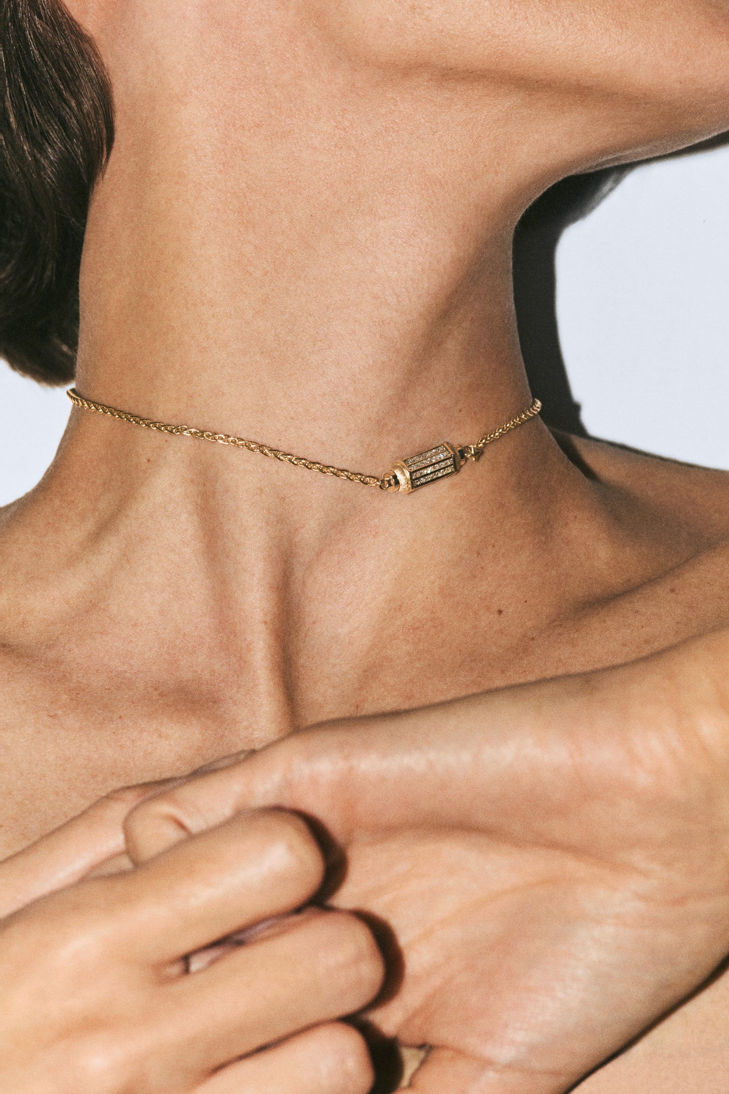 Marie Lichtenberg Staging Baby locket Micro coco Paved Diamonds locket necklace